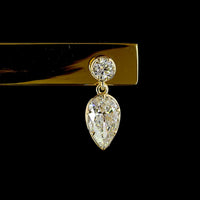 14K Yellow Gold Drop Earrings with Bezel Set Round and Pear Shaped Lab Diamonds - 1.71 Carats Total Diamond Weight - Covaloro Fine Jewelry