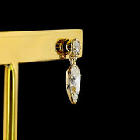 14K Yellow Gold Drop Earrings with Bezel Set Round and Pear Shaped Lab Diamonds - 1.71 Carats Total Diamond Weight - Covaloro Fine Jewelry