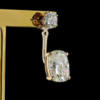 14K Yellow Gold Drop Earrings with Cushion Brilliant and Round Cut Lab Diamonds - 12.27 Carats Total Diamond Weight - Covaloro Fine Jewelry