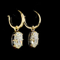 14K Yellow Gold Drop Earrings with Cushion Brilliant Cut Lab Diamonds - 4.13 Carat Total Diamond Weight (E-F Color, VS1 Clarity) - Covaloro Fine Jewelry
