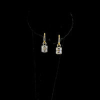 14K Yellow Gold Drop Earrings with Emerald Cut Lab Diamonds and Black Rhodium Accent - 1.88 Carat Total Diamond Weight - Covaloro Fine Jewelry