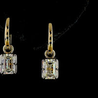 14K Yellow Gold Drop Earrings with Emerald Cut Lab Diamonds and Black Rhodium Accent - 1.88 Carat Total Diamond Weight - Covaloro Fine Jewelry