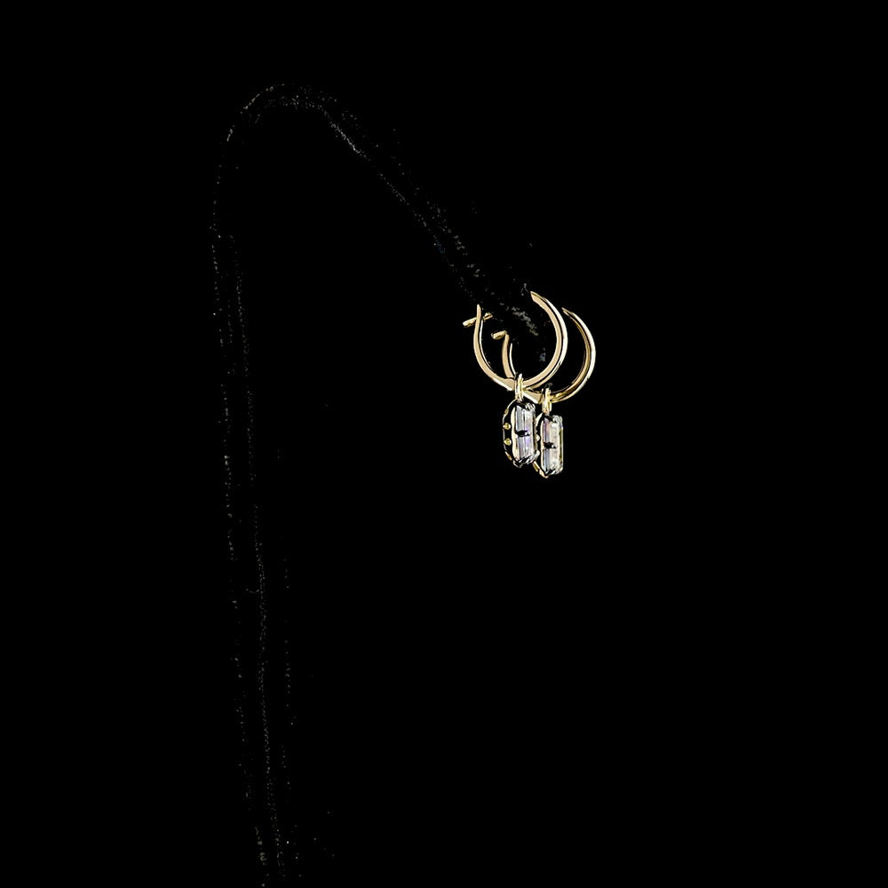 14K Yellow Gold Drop Earrings with Emerald Cut Lab Diamonds and Black Rhodium Accent - 1.88 Carat Total Diamond Weight - Covaloro Fine Jewelry
