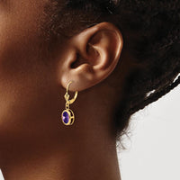 14K Yellow Gold Drop Earrings with Faceted Oval Amethyst - 1.05 Carat Total Amethyst Weight by Monteluci Fine Jewelry