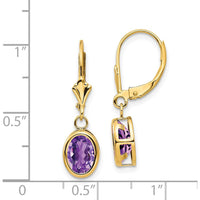 14K Yellow Gold Drop Earrings with Faceted Oval Amethyst - 1.05 Carat Total Amethyst Weight by Monteluci Fine Jewelry