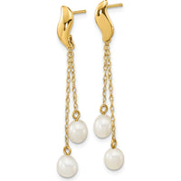 14K Yellow Gold Drop Earrings with Freshwater Cultured Rice Pearls - 4-5mm by Monteluci Fine Jewelry