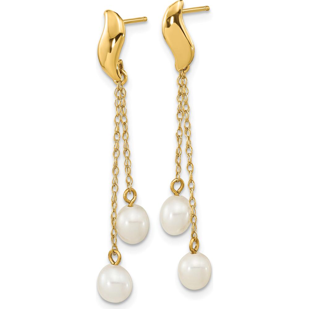 14K Yellow Gold Drop Earrings with Freshwater Cultured Rice Pearls - 4-5mm by Monteluci Fine Jewelry