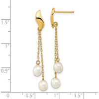14K Yellow Gold Drop Earrings with Freshwater Cultured Rice Pearls - 4-5mm by Monteluci Fine Jewelry