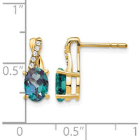 14K Yellow Gold Drop Earrings with Lab-Created Alexandrite and Round Diamonds - 1 Carat Total Alexandrite Weight by Oro Pregiato
