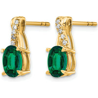 14K Yellow Gold Drop Earrings with Lab-Created Emeralds and Diamonds - 1.0 Carat Total Gem Weight by Oro Pregiato