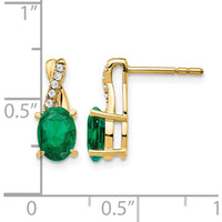 14K Yellow Gold Drop Earrings with Lab-Created Emeralds and Diamonds - 1.0 Carat Total Gem Weight by Oro Pregiato