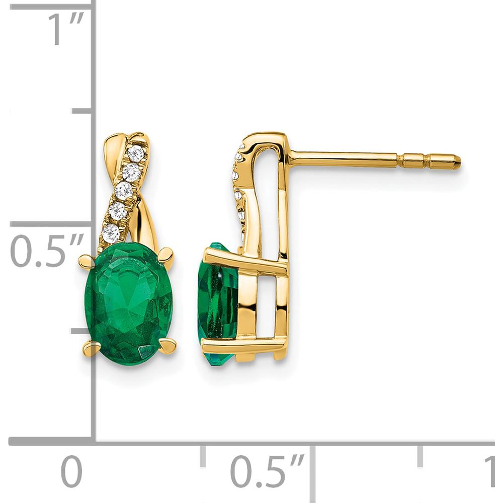14K Yellow Gold Drop Earrings with Lab-Created Emeralds and Diamonds - 1.0 Carat Total Gem Weight by Oro Pregiato