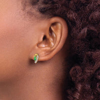 14K Yellow Gold Drop Earrings with Marquise Emerald and Round Diamonds - 0.16 Carat Total Emerald Weight, 0.02 Carat Total Diamond Weight by Monteluci Fine Jewelry