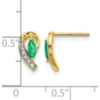 14K Yellow Gold Drop Earrings with Marquise Emerald and Round Diamonds - 0.16 Carat Total Emerald Weight, 0.02 Carat Total Diamond Weight by Monteluci Fine Jewelry
