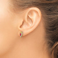 14K Yellow Gold Drop Earrings with Marquise Rubies and Round Diamonds - 0.16 Carat Ruby & 0.017 Carat Total Diamond Weight by Monteluci Fine Jewelry
