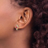 14K Yellow Gold Drop Earrings with Marquise Ruby and Round Diamonds - 0.18 Carat Total Ruby Weight, 0.02 Carat Total Diamond Weight by Monteluci Fine Jewelry