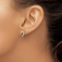 14K Yellow Gold Drop Earrings with Marquise Sapphire and Round Diamond Accent - 0.16 Carat Total Sapphire Weight, 0.03 Carat Total Diamond Weight by Monteluci Fine Jewelry