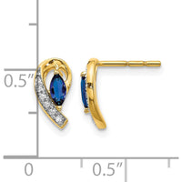 14K Yellow Gold Drop Earrings with Marquise Sapphire and Round Diamond Accent - 0.16 Carat Total Sapphire Weight, 0.03 Carat Total Diamond Weight by Monteluci Fine Jewelry