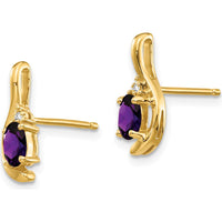14K Yellow Gold Drop Earrings with Oval Amethyst and Round Diamonds - 0.23 Carat Amethyst Weight by Oro Pregiato