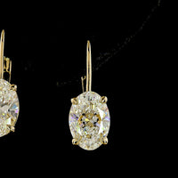14K Yellow Gold Drop Earrings with Oval Cut Lab Diamonds - 2.00 Carat and 2.03 Carat Center Stones, F VS1 Clarity - 8.36 Carat Total Diamond Weight - Covaloro Fine Jewelry