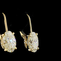 14K Yellow Gold Drop Earrings with Oval Cut Lab Diamonds - 2.00 Carat and 2.03 Carat Center Stones, F VS1 Clarity - 8.36 Carat Total Diamond Weight - Covaloro Fine Jewelry