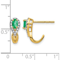 14K Yellow Gold Drop Earrings with Oval Emeralds and Round Diamond Halo - 0.30 Carat Total Emerald Weight, 0.14 Carat Total Diamond Weight by Monteluci Fine Jewelry