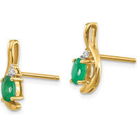 14K Yellow Gold Drop Earrings with Oval Emeralds and Round Diamonds - 0.293 Carat Total Emerald Weight, 0.005 Carat Total Diamond Weight by Oro Pregiato