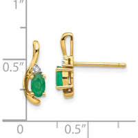 14K Yellow Gold Drop Earrings with Oval Emeralds and Round Diamonds - 0.293 Carat Total Emerald Weight, 0.005 Carat Total Diamond Weight by Oro Pregiato