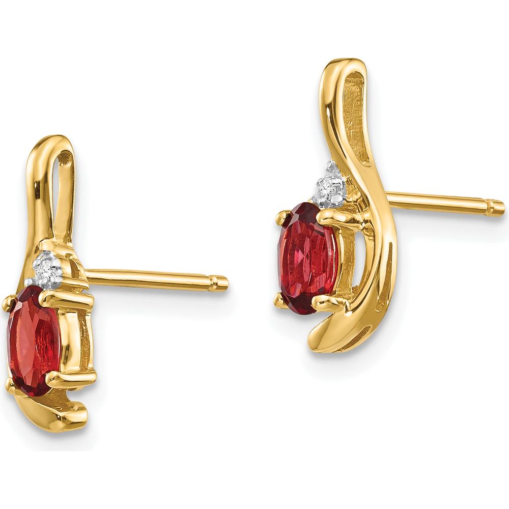 14K Yellow Gold Drop Earrings with Oval Garnet and Round Diamonds - 0.30 Carat Total Garnet Weight, 0.005 Carat Total Diamond Weight by Oro Pregiato