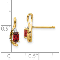 14K Yellow Gold Drop Earrings with Oval Garnet and Round Diamonds - 0.30 Carat Total Garnet Weight, 0.005 Carat Total Diamond Weight by Oro Pregiato