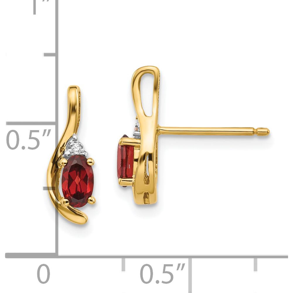 14K Yellow Gold Drop Earrings with Oval Garnet and Round Diamonds - 0.30 Carat Total Garnet Weight, 0.005 Carat Total Diamond Weight by Oro Pregiato
