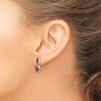 14K Yellow Gold Drop Earrings with Oval Ruby and Round Diamonds - 0.6 Carat Ruby, 0.08 Carat Total Diamond Weight by Monteluci Fine Jewelry