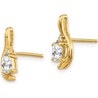 14K Yellow Gold Drop Earrings with Oval White Topaz and Round Diamonds - 0.586 Carat Total Gem Weight by Oro Pregiato