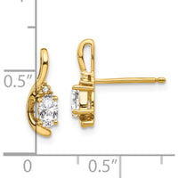 14K Yellow Gold Drop Earrings with Oval White Topaz and Round Diamonds - 0.586 Carat Total Gem Weight by Oro Pregiato