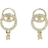14K Yellow Gold Drop Earrings with Pavé-Set and Prong-Set Round Diamonds - 0.17 Carat Total Diamond Weight