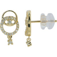 14K Yellow Gold Drop Earrings with Pavé-Set and Prong-Set Round Diamonds - 0.17 Carat Total Diamond Weight