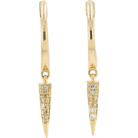 14K Yellow Gold Drop Earrings with Pavé Set Round Diamond Spike Dangles - 0.08 Carat Total Diamond Weight