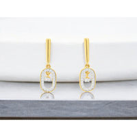 14K Yellow Gold Drop Earrings with Pave-Set Round Diamonds and Dangling Center Stone - 0.25 Carat Total Diamond Weight - Royal Jewelry