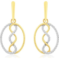 14K Yellow Gold Drop Earrings with Pave Set Round Diamonds and Infinity Motif - 0.25 Carat Total Diamond Weight - Royal Jewelry