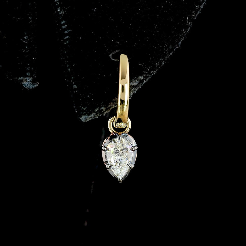 14K Yellow Gold Drop Earrings with Pear Shape Lab Grown Diamonds and Black Rhodium Accents - 0.53 Carat Total Diamond Weight - Covaloro Fine Jewelry