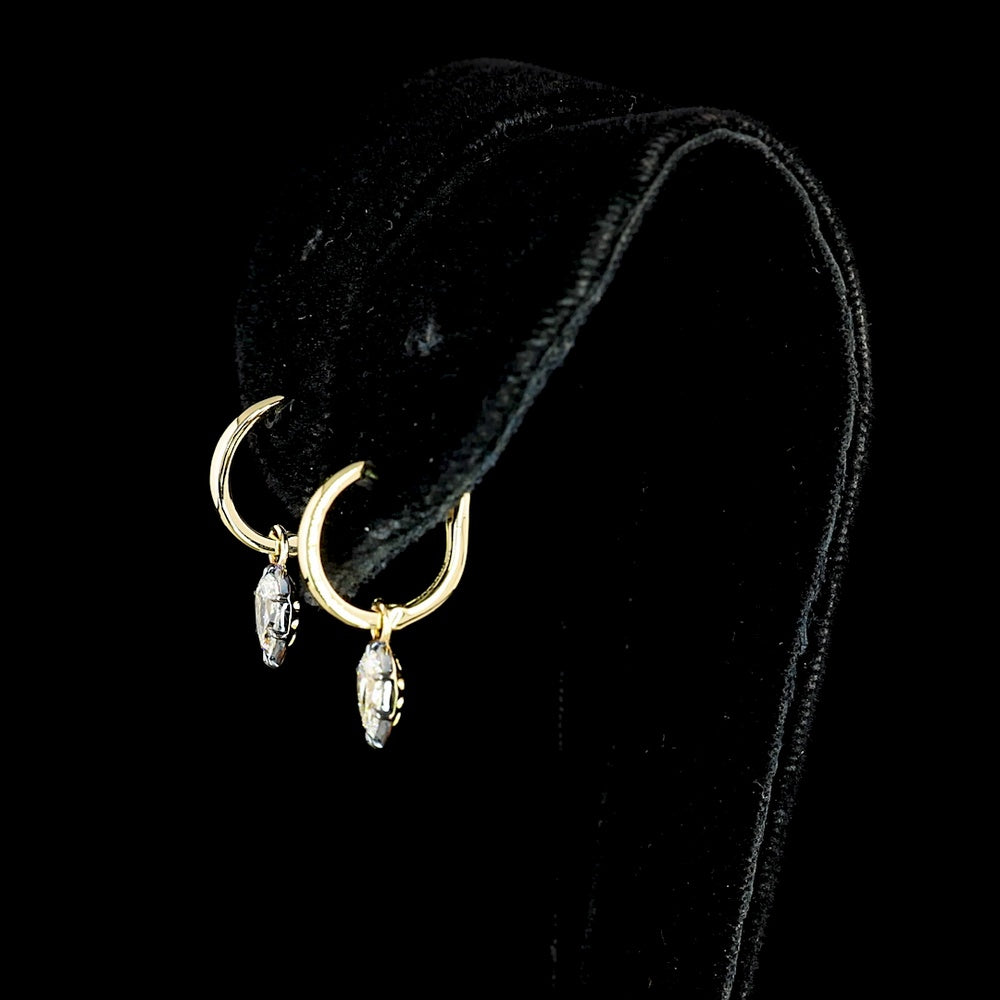 14K Yellow Gold Drop Earrings with Pear Shape Lab Grown Diamonds and Black Rhodium Accents - 0.53 Carat Total Diamond Weight - Covaloro Fine Jewelry