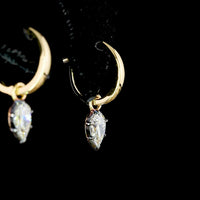 14K Yellow Gold Drop Earrings with Pear Shape Lab Grown Diamonds and Black Rhodium Accents - 0.53 Carat Total Diamond Weight - Covaloro Fine Jewelry