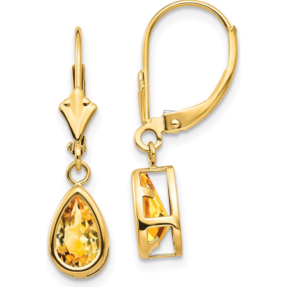 14K Yellow Gold Drop Earrings with Pear Shaped Citrines - 0.75 Carat Total Citrine Weight by Monteluci Fine Jewelry