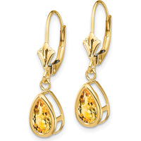 14K Yellow Gold Drop Earrings with Pear Shaped Citrines - 0.75 Carat Total Citrine Weight by Monteluci Fine Jewelry