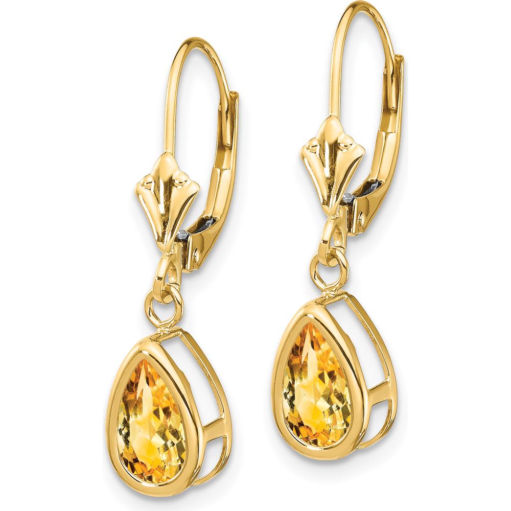 14K Yellow Gold Drop Earrings with Pear Shaped Citrines - 0.75 Carat Total Citrine Weight by Monteluci Fine Jewelry