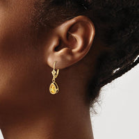 14K Yellow Gold Drop Earrings with Pear Shaped Citrines - 0.75 Carat Total Citrine Weight by Monteluci Fine Jewelry