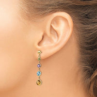 14K Yellow Gold Drop Earrings with Peridot, Amethyst, Blue Topaz, and Citrine - 1.5 Carat Total Gemstone Weight by Monteluci Fine Jewelry