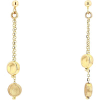 14K Yellow Gold Drop Earrings with Polished and Textured Beads