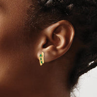 14K Yellow Gold Drop Earrings with Princess-Cut Emeralds and Round Diamonds - 0.30 Carat Total Gemstone Weight by Monteluci Fine Jewelry