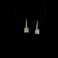 14K Yellow Gold Drop Earrings with Princess Cut Lab Diamonds - 2.06 Carat Total Weight, E-F Color VVS2 Clarity - Covaloro Fine Jewelry